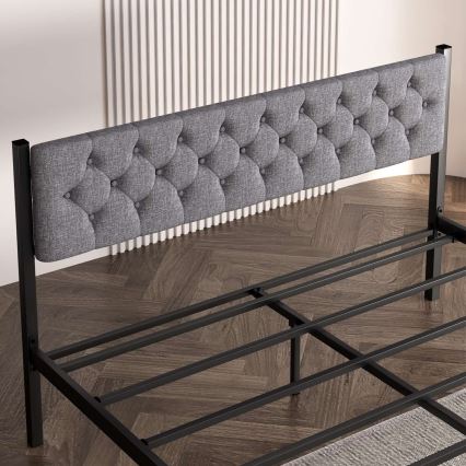 Kovinska postelja za dve osebi KAROM 120x200 cm, siva, nosilnost 120 kg