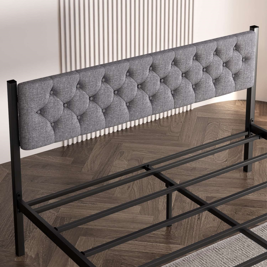 Kovinska postelja za dve osebi KAROM 120x200 cm, siva, nosilnost 120 kg