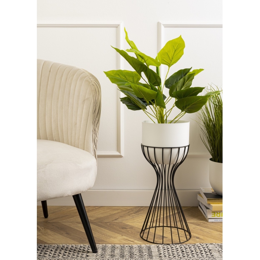Kovinski cvetlični lonec LOFT 46x20 cm črna/bela