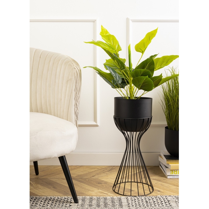 Kovinski cvetlični lonec LOFT 46x20 cm črna