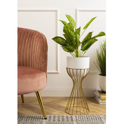 Kovinski cvetlični lonec LOFT 46x20 cm zlata/bela