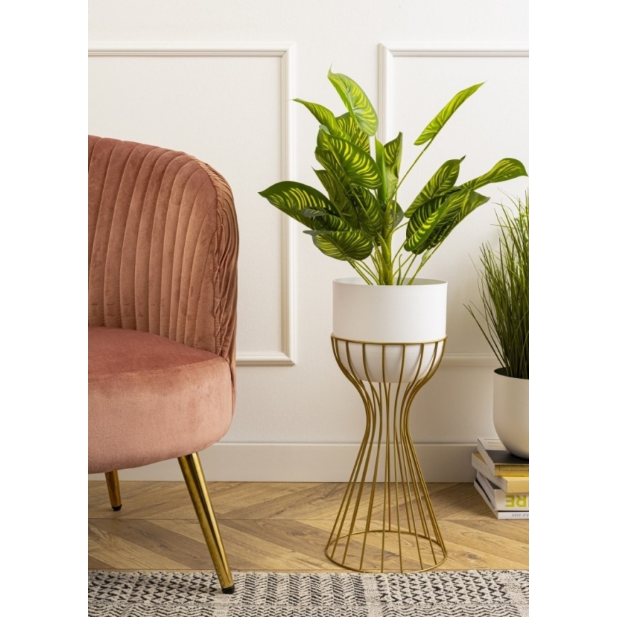Kovinski cvetlični lonec LOFT 46x20 cm zlata/bela