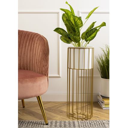 Kovinski cvetlični lonec LOFT 55x20 cm zlata/bela