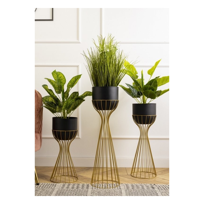 Kovinski cvetlični lonec LOFT 56x20 cm zlata/črna