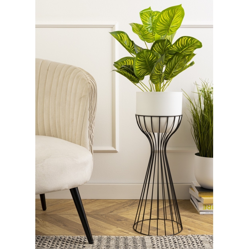 Kovinski cvetlični lonec LOFT 68x20 cm črna/bela