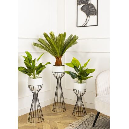 Kovinski cvetlični lonec LOFT 68x20 cm črna/bela