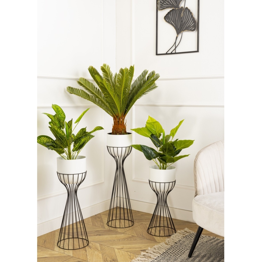Kovinski cvetlični lonec LOFT 68x20 cm črna/bela