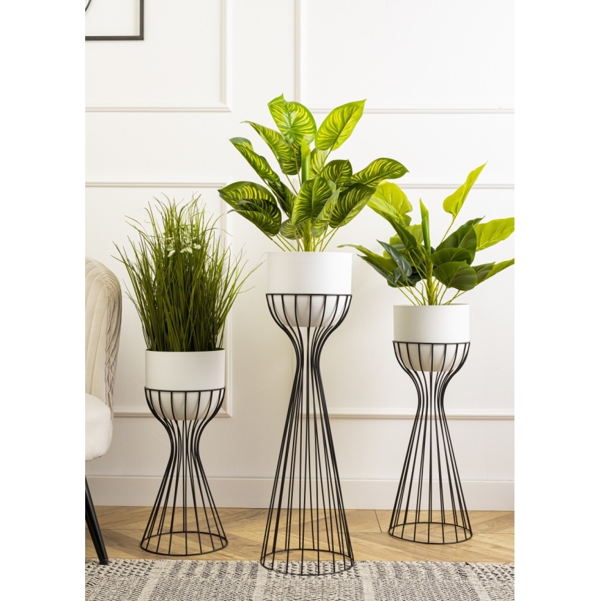 Kovinski cvetlični lonec LOFT 68x20 cm črna/bela