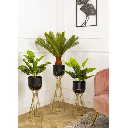 Kovinski cvetlični lonec LOFT 68x20 cm zlata/črna