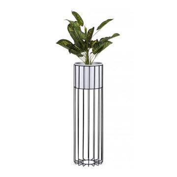 Kovinski cvetlični lonec LOFT 70x20 cm črna/bela