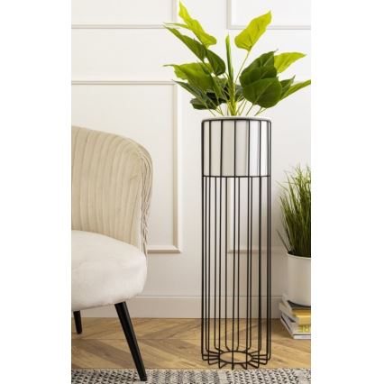 Kovinski cvetlični lonec LOFT 70x20 cm črna/bela