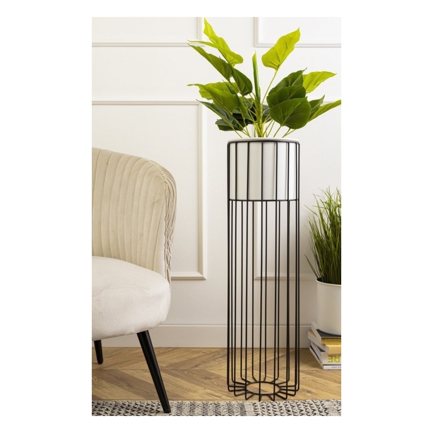 Kovinski cvetlični lonec LOFT 70x20 cm črna/bela