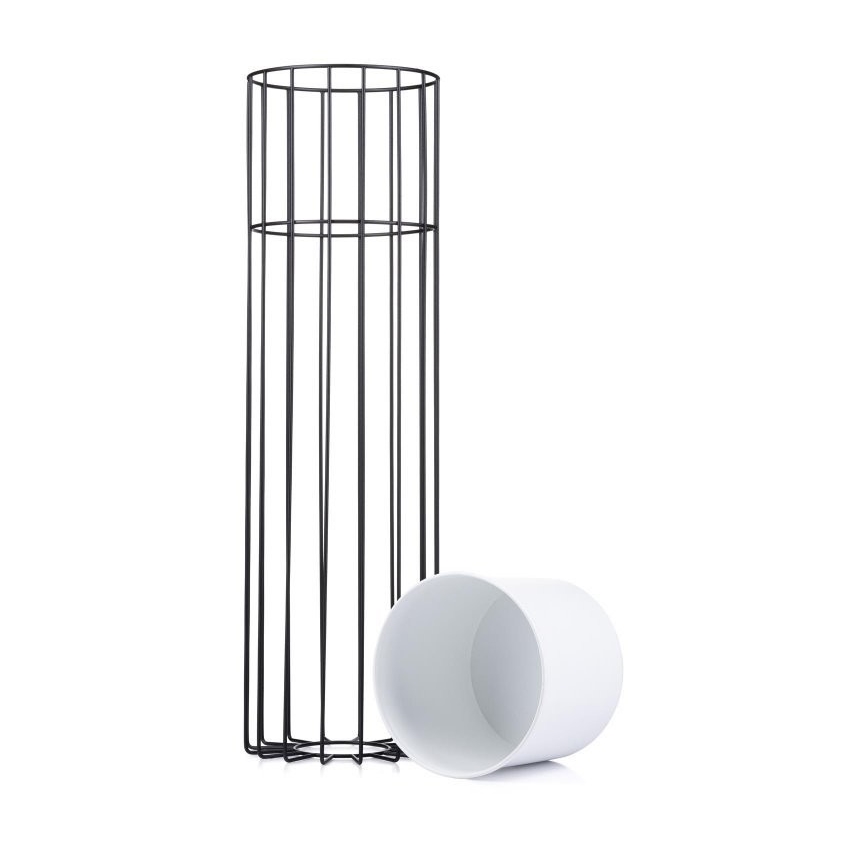 Kovinski cvetlični lonec LOFT 70x20 cm črna/bela