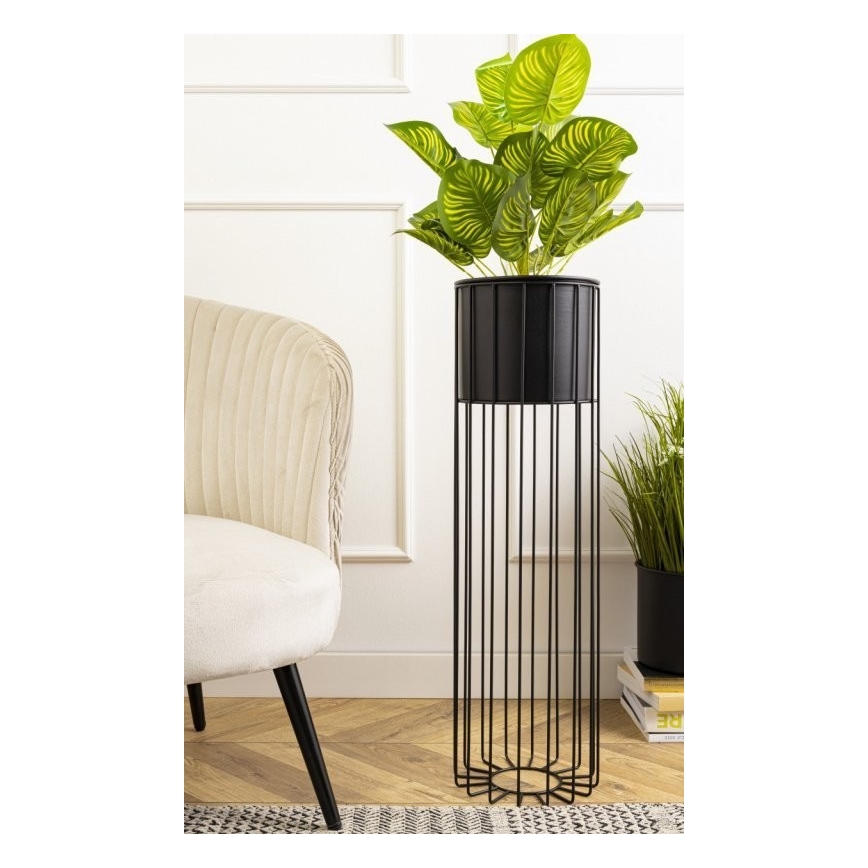 Kovinski cvetlični lonec LOFT 70x20 cm črna