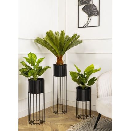 Kovinski cvetlični lonec LOFT 70x20 cm črna