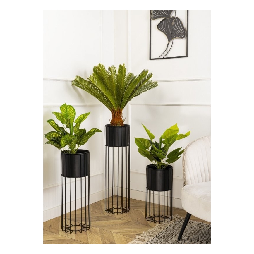 Kovinski cvetlični lonec LOFT 70x20 cm črna