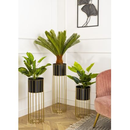 Kovinski cvetlični lonec LOFT 70x20 cm zlata/črna
