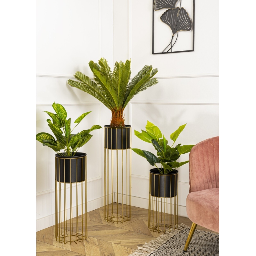 Kovinski cvetlični lonec LOFT 70x20 cm zlata/črna