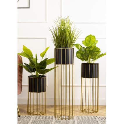 Kovinski cvetlični lonec LOFT 70x20 cm zlata/črna