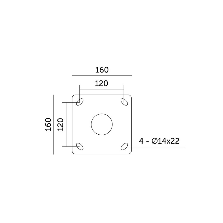 Kovinski drog za steber zunanje razsvetljave BASE, 4 m, premer 60 mm, črn