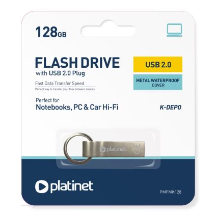 Kovinski waterproof Flash Disk USB 128GB mat krom