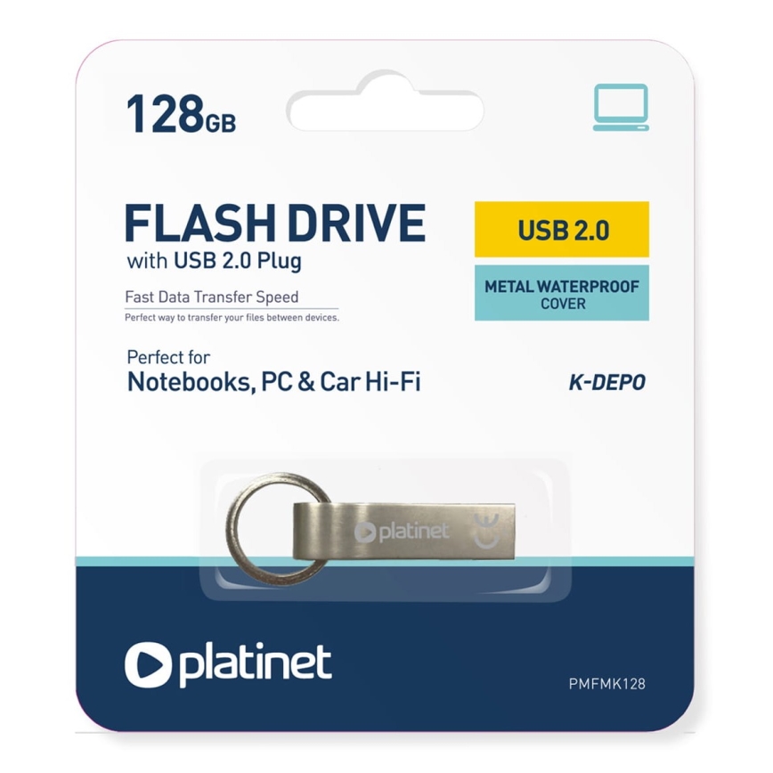 Kovinski waterproof Flash Disk USB 128GB mat krom