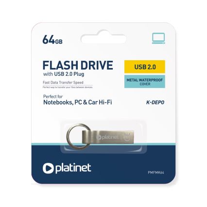 Kovinski waterproof Flash Disk USB 64GB mat krom
