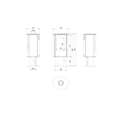 Kratki - Jekleni kamin 8kW 150mm