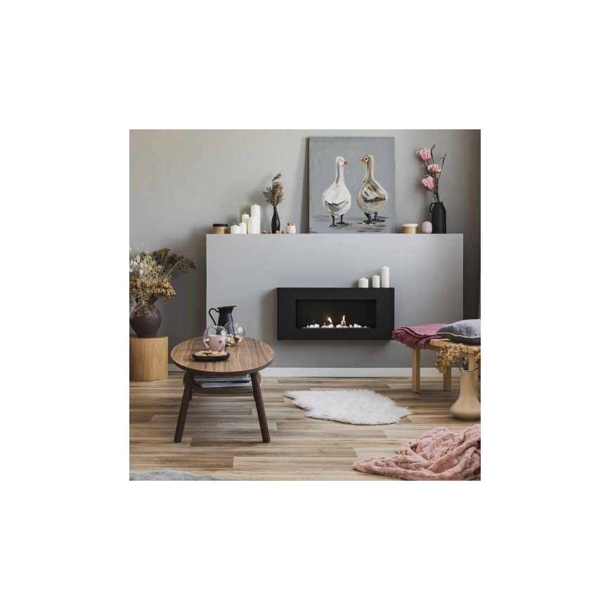 Kratki - Stenski BIO kamin 40x90 cm 1,5kW črna