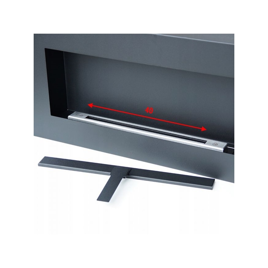 Kratki - Stenski BIO kamin 40x90 cm 1,5kW črna