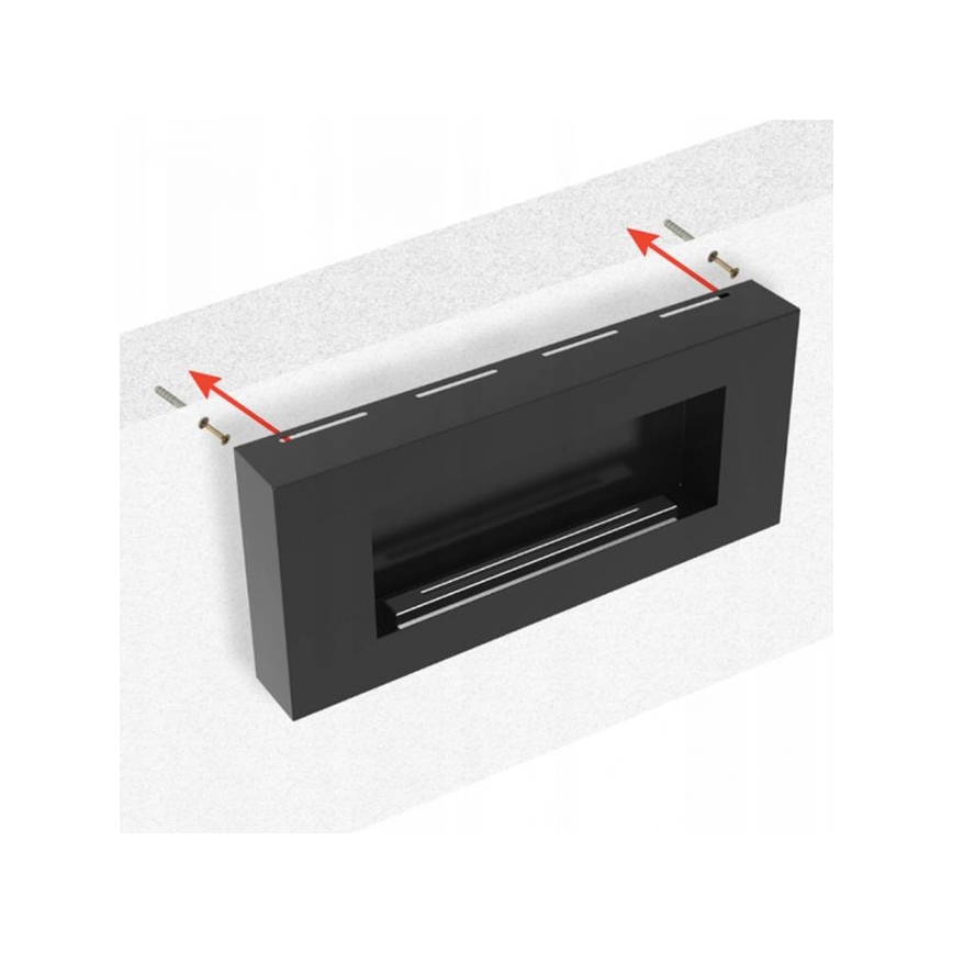 Kratki - Stenski BIO kamin 40x90 cm 1,5kW črna