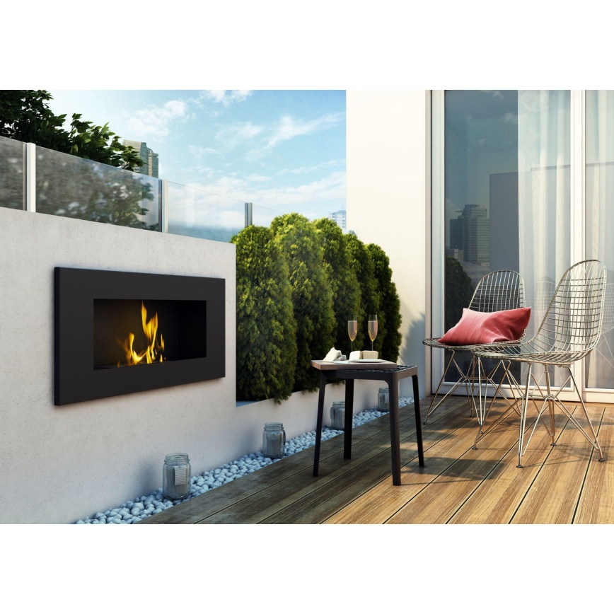 Kratki - Vgradni BIO kamin 40x90 cm 2kW črna