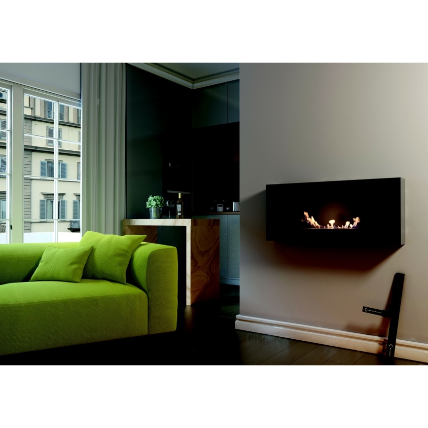 Kratki - Vgradni BIO kamin 40x90 cm 2kW črna