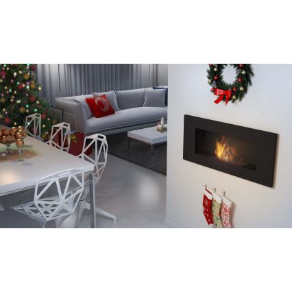 Kratki - Vgradni BIO kamin 40x90 cm 2kW črna