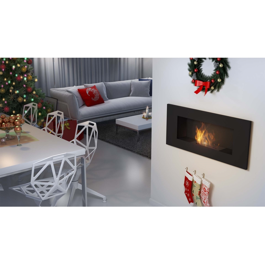 Kratki - Vgradni BIO kamin 40x90 cm 2kW črna