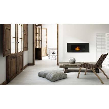 Kratki - Vgradni BIO kamin 40x90 cm 2kW črna