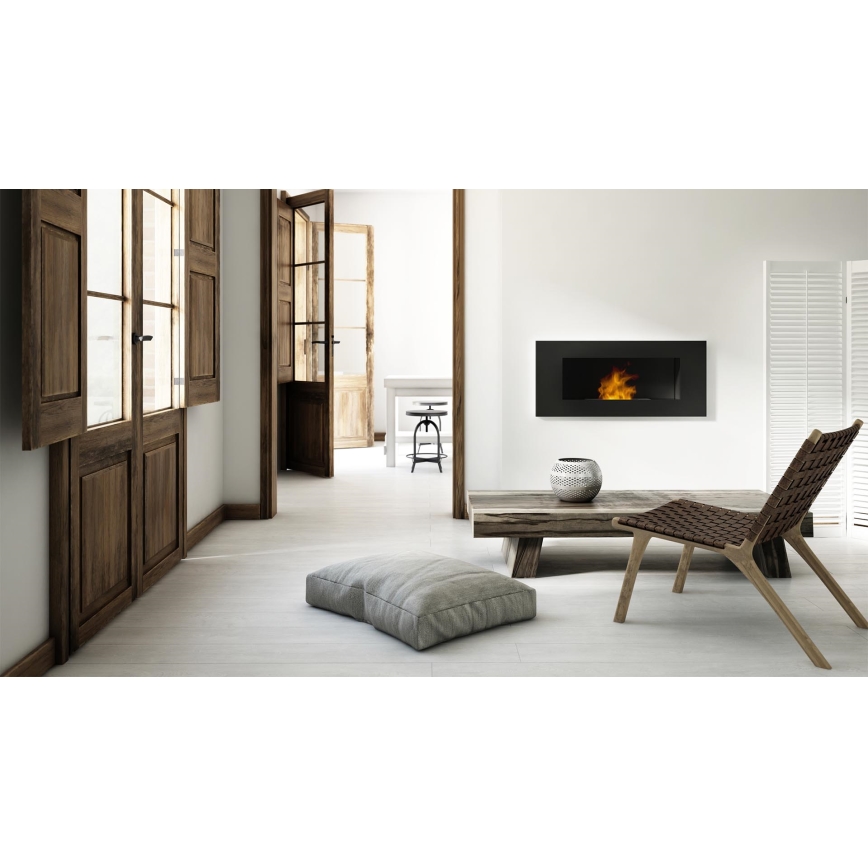 Kratki - Vgradni BIO kamin 40x90 cm 2kW črna