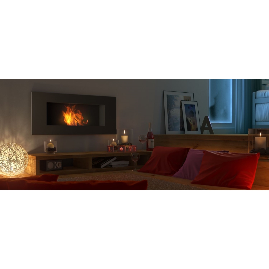 Kratki - Vgradni BIO kamin 40x90 cm 2kW črna