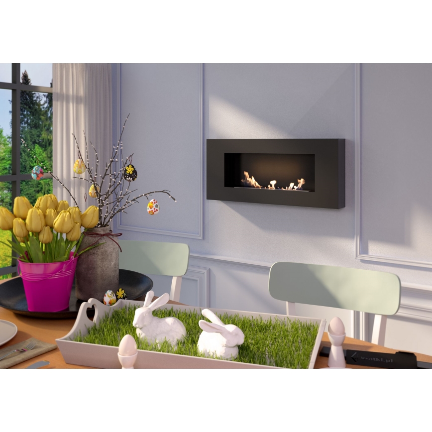 Kratki - Vgradni BIO kamin 40x90 cm 2kW črna