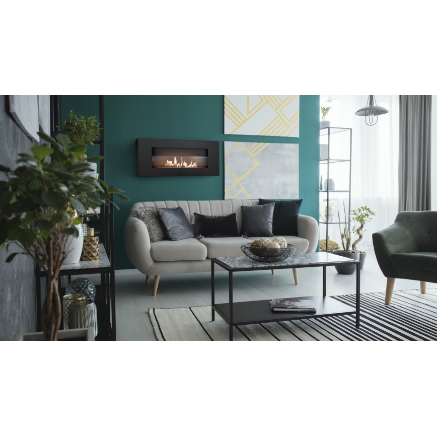 Kratki - Vgradni BIO kamin 40x90 cm 2kW črna