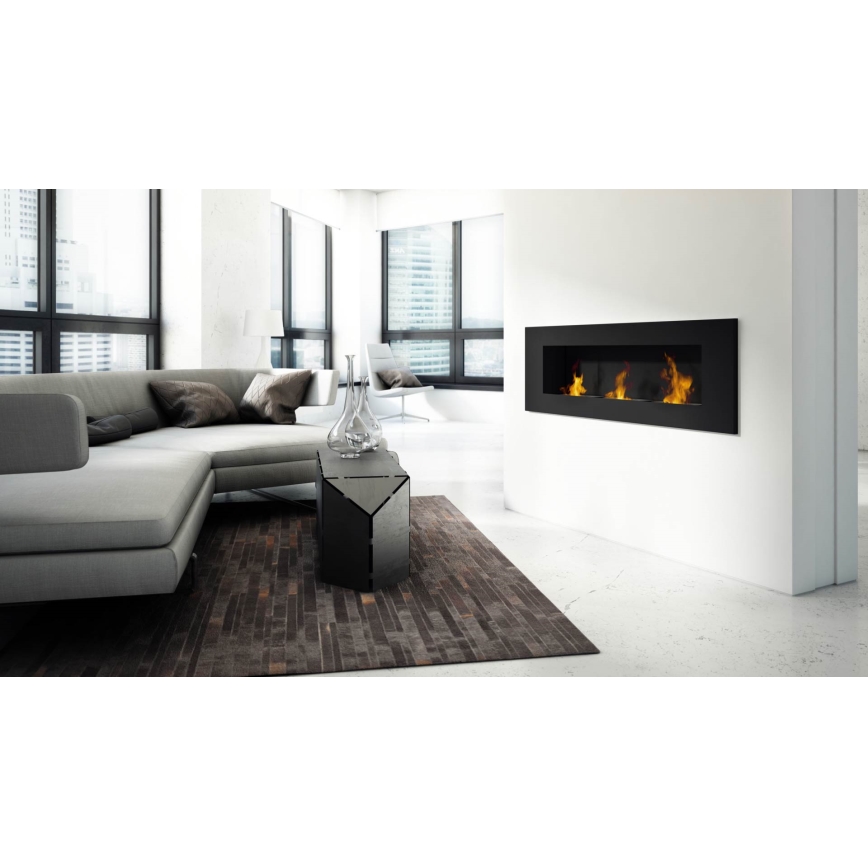 Kratki - Vgradni BIO kamin 40x120 cm 3x1,1kW črna