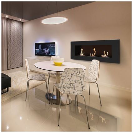 Kratki - Vgradni BIO kamin 40x120 cm 3x1,1kW črna