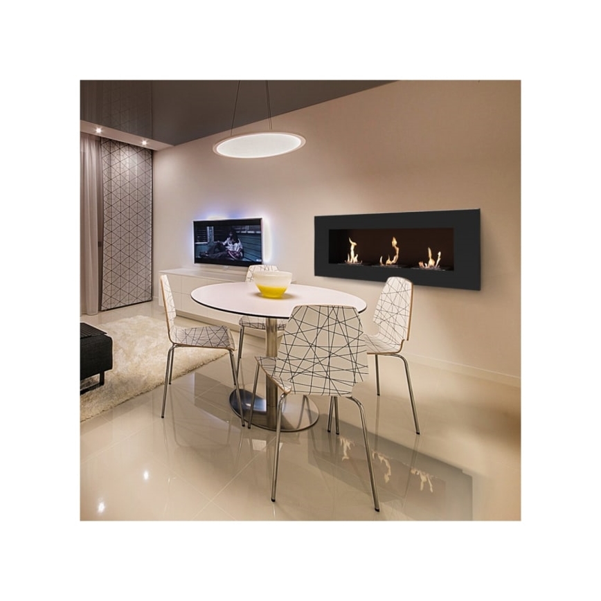 Kratki - Vgradni BIO kamin 40x120 cm 3x1,1kW črna