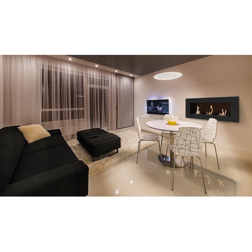 Kratki - Vgradni BIO kamin 40x120 cm 3x1,1kW črna
