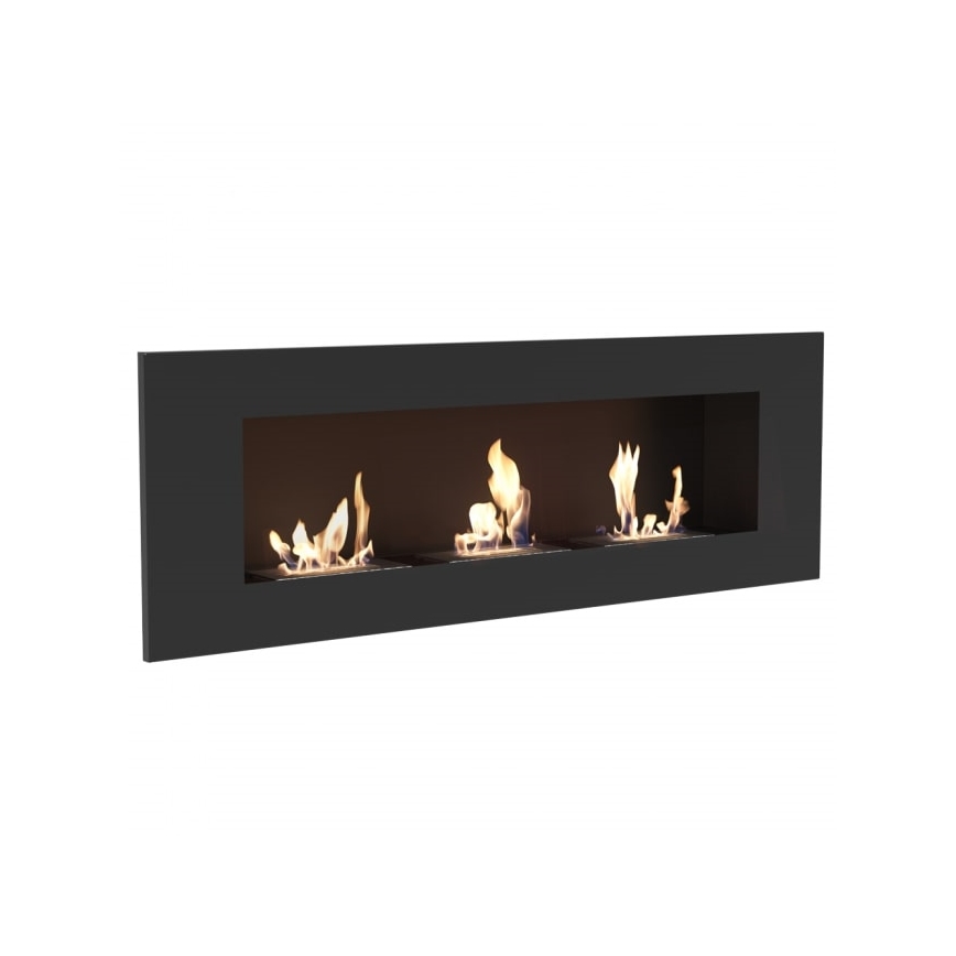 Kratki - Vgradni BIO kamin 40x120 cm 3x1,1kW črna