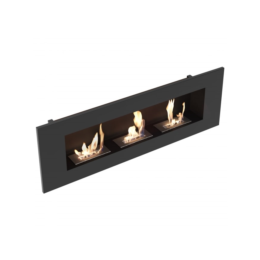 Kratki - Vgradni BIO kamin 40x120 cm 3x1,1kW črna