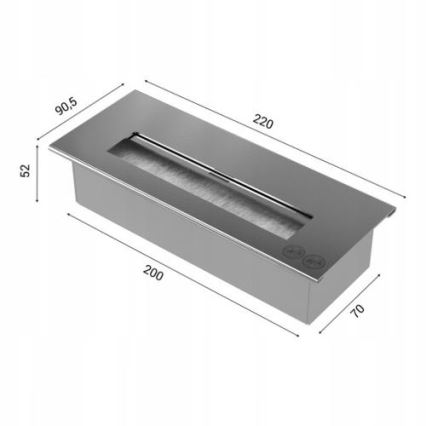 Kratki - Vgradni BIO kamin 40x120 cm 3x1,1kW črna