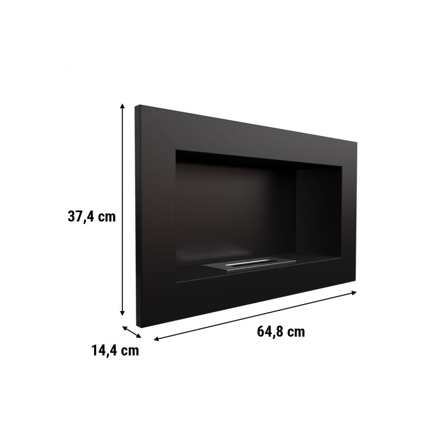 Kratki - Vgradni BIO kamin 37,4x64,8 cm 1kW črna