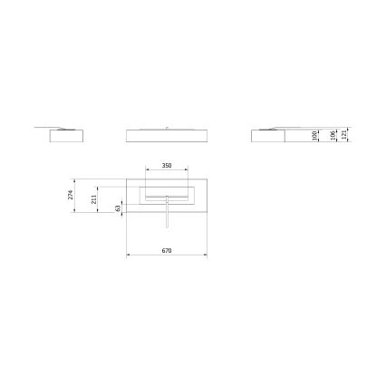 Kratki - BIO kamin 10x67 cm 3kW črna