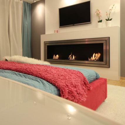 Kratki - Vgradni BIO kamin 65x180 cm 3x2,5kW sijajni krom